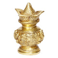 ARTVARKO Brass Laxmi Ganesh Kalash with Coconut Lakshmi Ganesha Kalash Manglam Nariyal Leaf Puja Temple Home Decorative Items 6 Inches