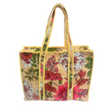 Bazaar Bhoot Edition Premium Cotton Quilted Shopping Tote Bag - Multipurpose Long Lasting Foldable Reusable Bag with zipper for Shopping, Travel & Daily Use - Made in India (Floral Beige)