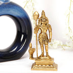 SVARUP Brass Lord Murugan Kartikeya Kumaraswamy Karthikeya with Peacock Idol Swaminatha Murti 7 Inch