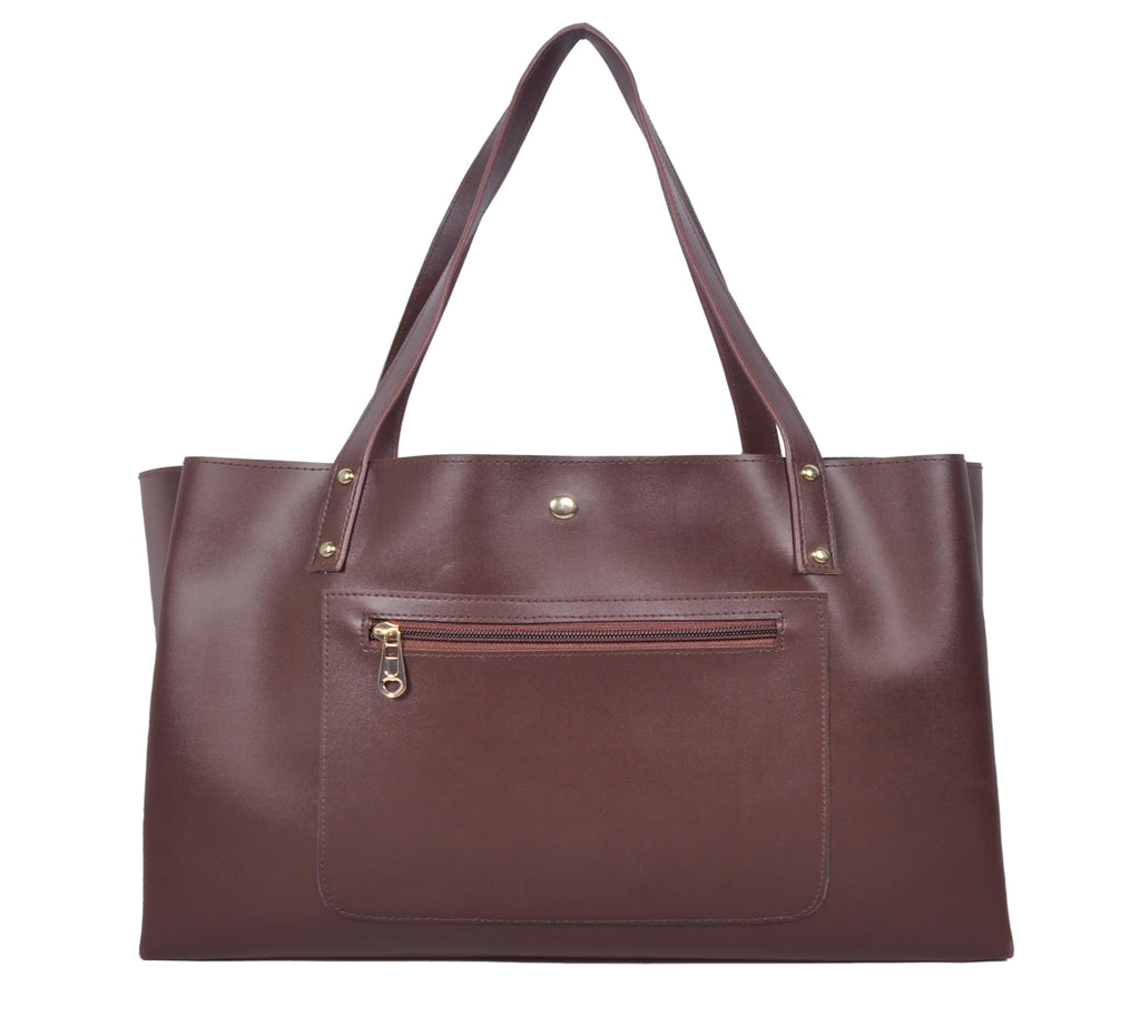 Zutiva tote bag for women office use – Large Capacity Laptop Purse for Work, Professional Shoulder Handbag for Women Stylish PU-Leather Tote for Office, Travel & Daily Use (Brown)