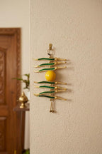 KridayKraft Gold Plated Nimbu Mirchi Hanging for Nazar Suraksha, Evil Eye Protection Decor for Home, Office, Multicolour Decorative Wall Hanging.