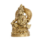 ARTVARKO™ Brass Lord Kuber Maharaj Sitting on Lotus Singhasana Treasure Wealth Murti Statue for Tijori Locker Money Safe Kubera Idol 3.5 Inch