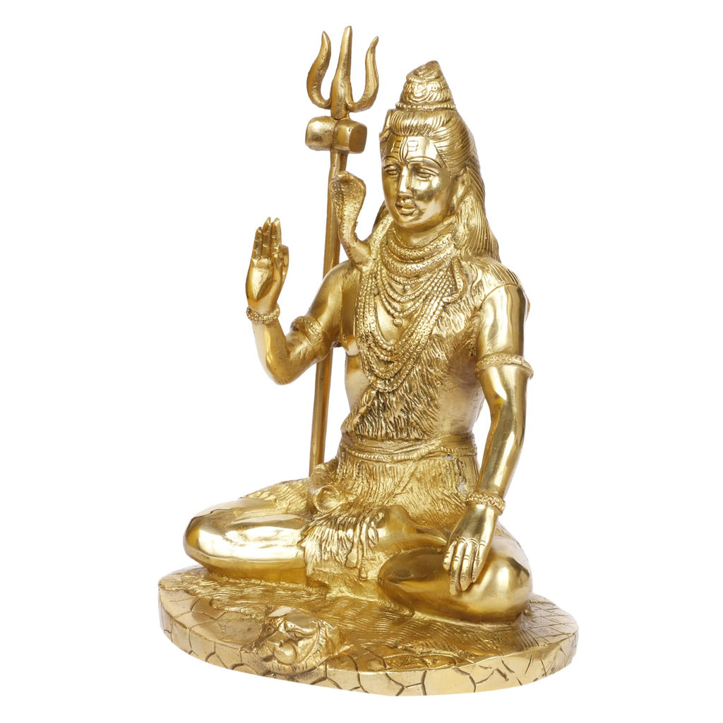 ARTVARKO Brass Blessing Lord Shiva Murti Idol Shankar Bhagwan Bhole Nath Statue Home Mandir Puja Temple 10 Inches