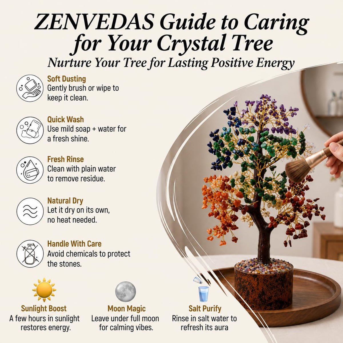 7 Chakra Crystal Tree with 500 Beads for Home Decor & Healing, Handmade Gemstone Bonsai Tree for Positive Energy, Chakra Balancing & Spiritual Gift, Tree for Good Luck (500 Beads)