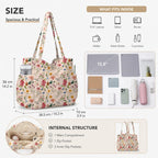 ZippyLiva Floral Corduroy Tote Bag - College Bags for Girls Stylish