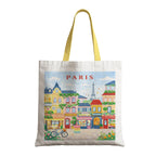 The Purple Tree WanderTote Travel Theme Tote Bag for Women, Aesthetic City Print Canvas Shoulder Bag, Reusable Eco-Friendly bag for Shopping & Everyday Carry Tote (Paris Edition)