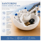 Greek Coastal Seashell Key Bowl – Decorative Entryway Organizer, Coastal Home Décor Accent, Key Tray, Night-Stand Jewellery Bowl, Greek Island Inspired Gift for Home, Office, Bedroom & Living Room