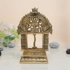 ARTVARKO Brass God Sheshnaag Throne Pooja Singhasan Chowki Prabhavali for Idol Seat God Stand Pooja for Idols 9 Inch