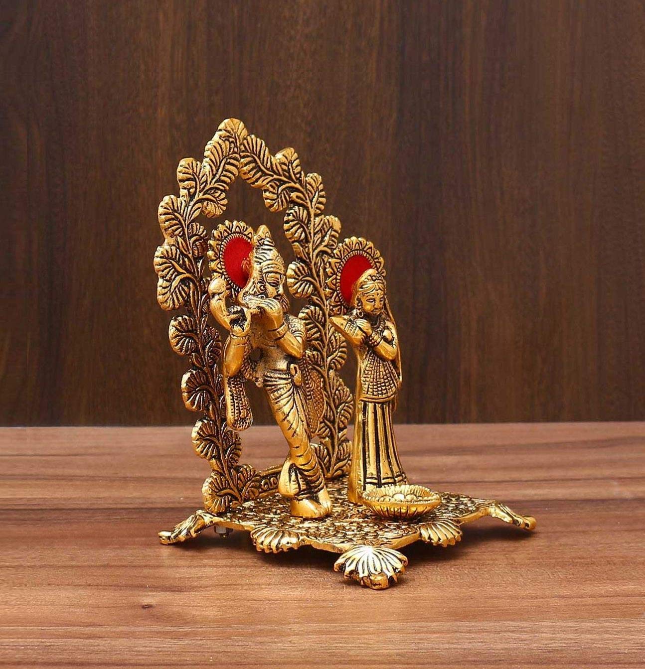 Radha Krishna Statue Gift, Mother/Father Day, Birthday Gift Radha Krishna Gold Plated Showpiece Statue Playing Flute Home Decorative Item