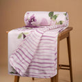 HUESLAND 100% Cotton Reversible Dohar Single Bed Cotton | Soft Cambric Weave, Lightweight AC Blanket for Summer & All Weather Use | 56 x 89 inches, Floral Fusion - Purple & Green Kafalo