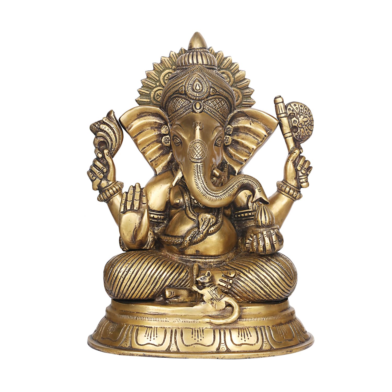 ARTVARKO Brass Ganesh Bhagwan Idol Ganesha Statue Ganpati Murti for Home Entrance Decor Diwali Gift Height 12 Inch