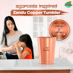 Zandu Copper Tumbler (Pack of 2, 300ml Each): Ayurveda Inspired, 100% Pure Copper, Supports Digestive & Liver Health, Boosts Immunity, Eco-Friendly