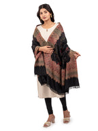 Naureen Women Faux Pashmina Kani Shawl, Floral Artwork, Warm and Soft, 40x80 inch