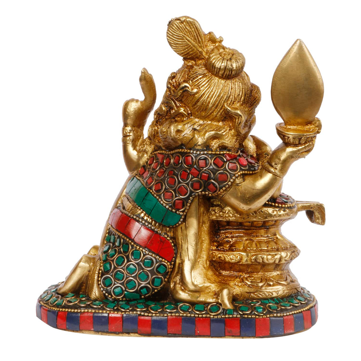 Svarup Brass Sitting Ganesha Idol in Multicolor Height 10 Inch Weight 2.4 Kg
