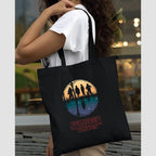 Peach Blossom Printed Cotton Zipper Tote Bags | CBAG - BLK-STANGER THING