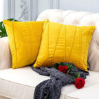 Khooti Velvet Striped Cushion Cover Pack of 1-14 X 14 / 36 X 36 Cm | Orange Yellow | Soft Pillow Covers Cushion Case for Sofa Bedroom Livingroom Chair Car with Zig Zag Pattern, 200 Tc