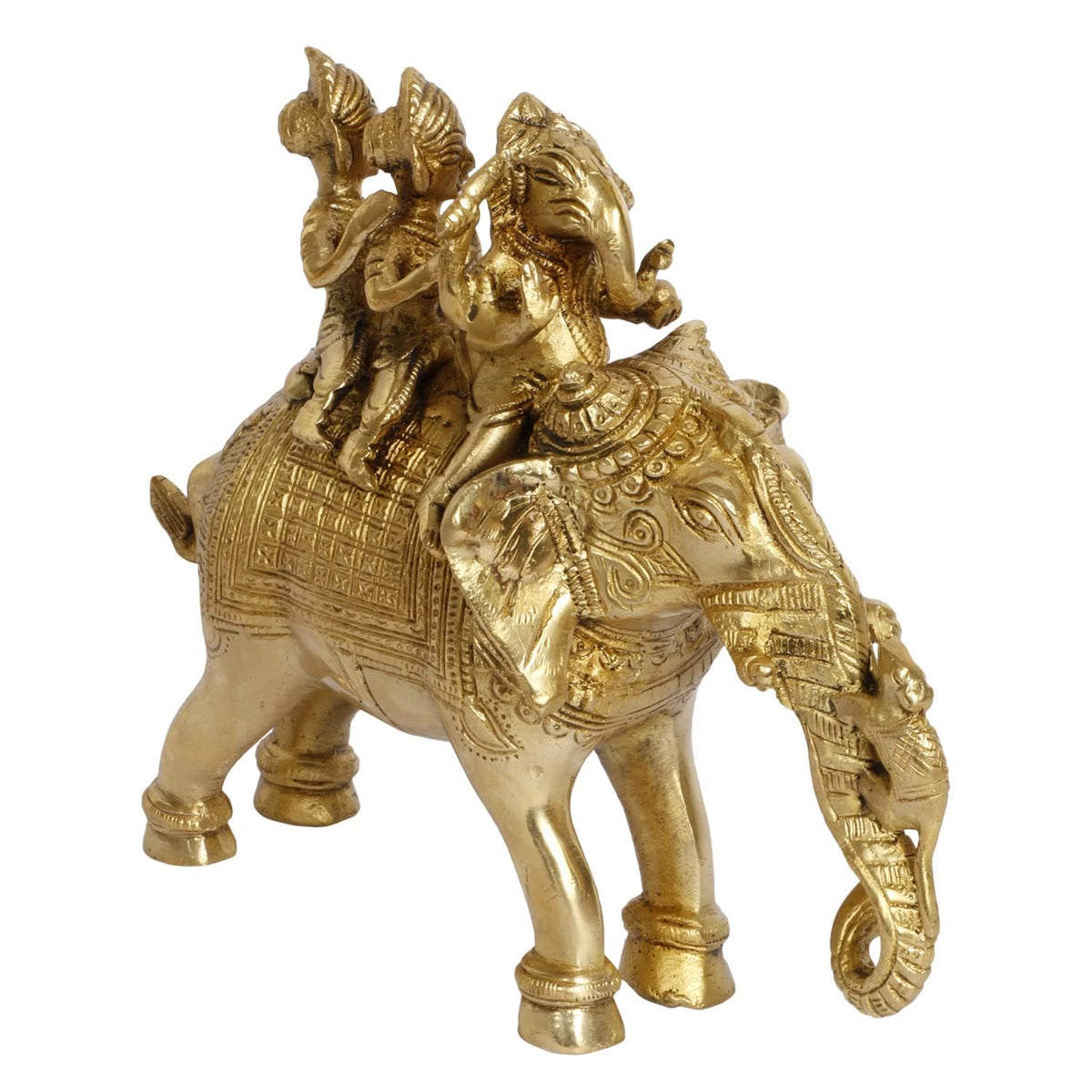 Svarup Brass Riddhi Siddhi Ganesha Idol in Gold Color Height 9 Inch Weight 2.5 Kg