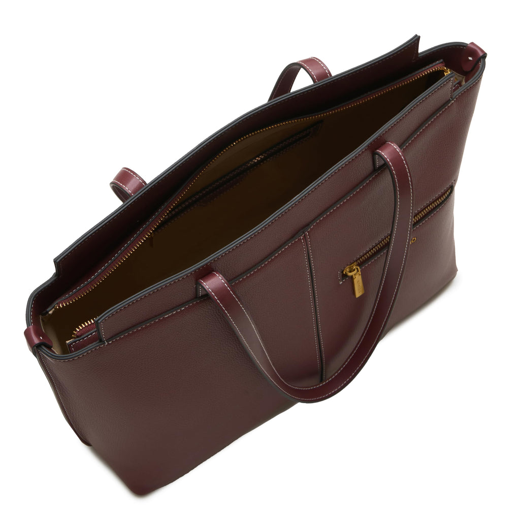 Miraggio Linda 16 Inch Laptop Tote Bag For Women Office Use | Office Tote Bag With Zipper Closure | Stylish Totes (Wine)
