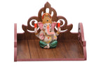 MS ENTERPRISE Wooden Singhasan Temple for God, Laddu Gopal Sinhasan for Pooja Mandir, Singhasan for Diwali, Durga Pooja, Navratri, Ganesh Chaturthi - Multicolor (5.5 * 6 * 8 Inch) (Brown)