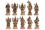 ARTVARKO Brass Dashavatara Dasavatharam of Lord Vishnu Statues Ten Incarnations Avatars Idol Murti Height 2.5 Inch