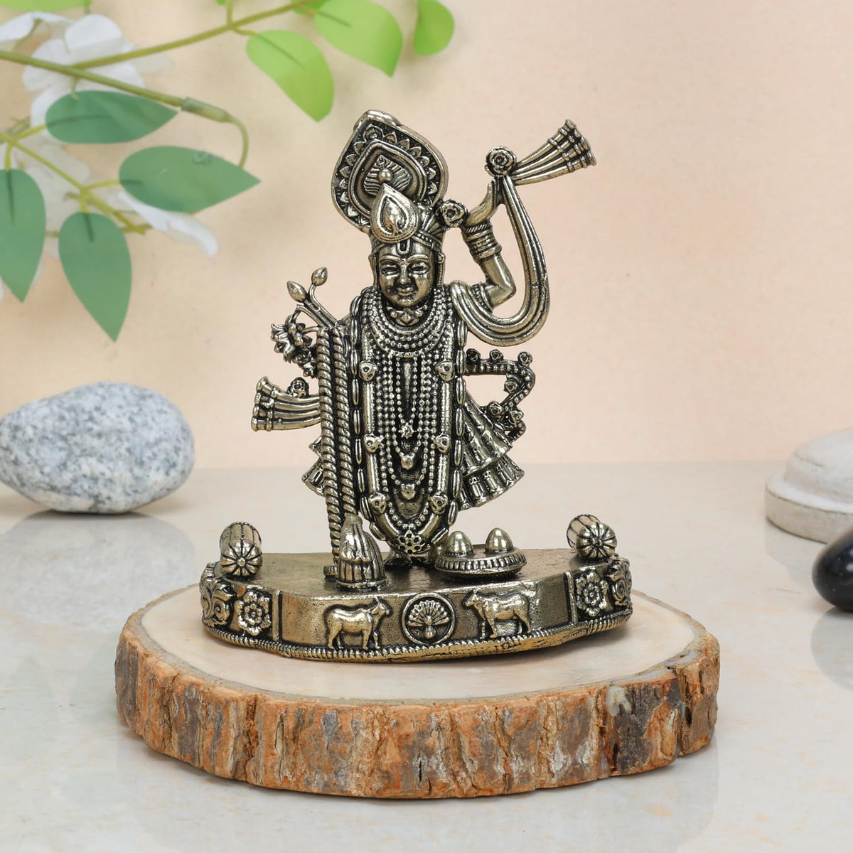 ARTVARKO Brass Shreenathji Statue of Shrinathji murti God Avatar of Shri Krishna for Home Mandir Temple Office D?cor Gift 4 Inch