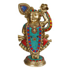ARTVARKO Brass Shreenathji Statue of Shrinathji murti Dwarikadhish God Avatar of Shri Krishna for Home/Mandir/Temple/Office Décor Gift Item Statue Height 12.5 Inches