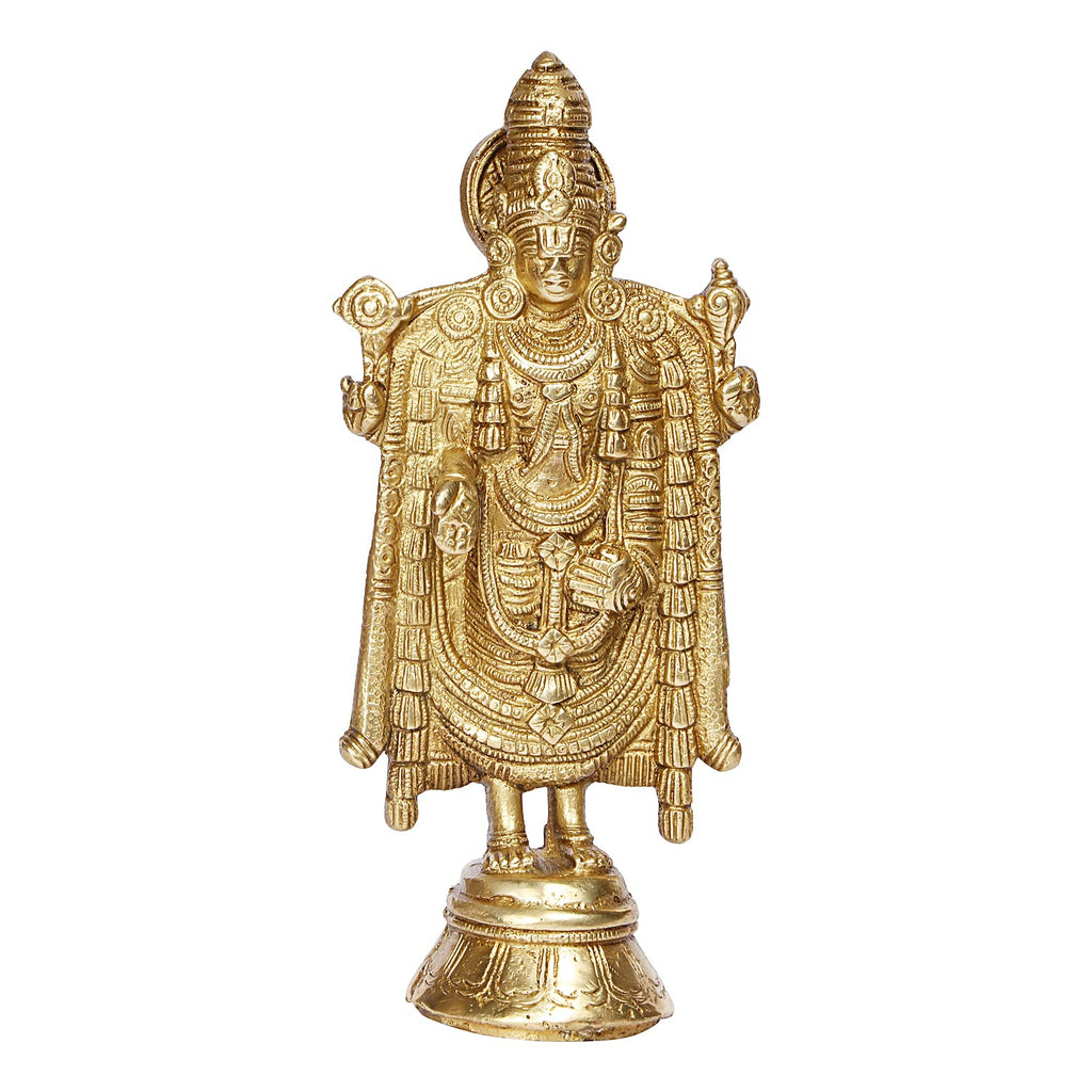 ARTVARKO Brass Tirupati Balaji Venkateshwara Idol Tirupati Balaji Statue Murti Lord Srinivasa Pooja Vastu Religious Idol for Home Office Temple Decor Gift 7 Inch.
