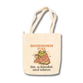 snapiq COTTON 350 GSM Canvas Tote Bag for Women and Girls Thick Fabric with Zipper (Beige, Bookwormfuel)