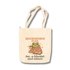 snapiq COTTON 350 GSM Canvas Tote Bag for Women and Girls Thick Fabric with Zipper (Beige, Bookwormfuel)