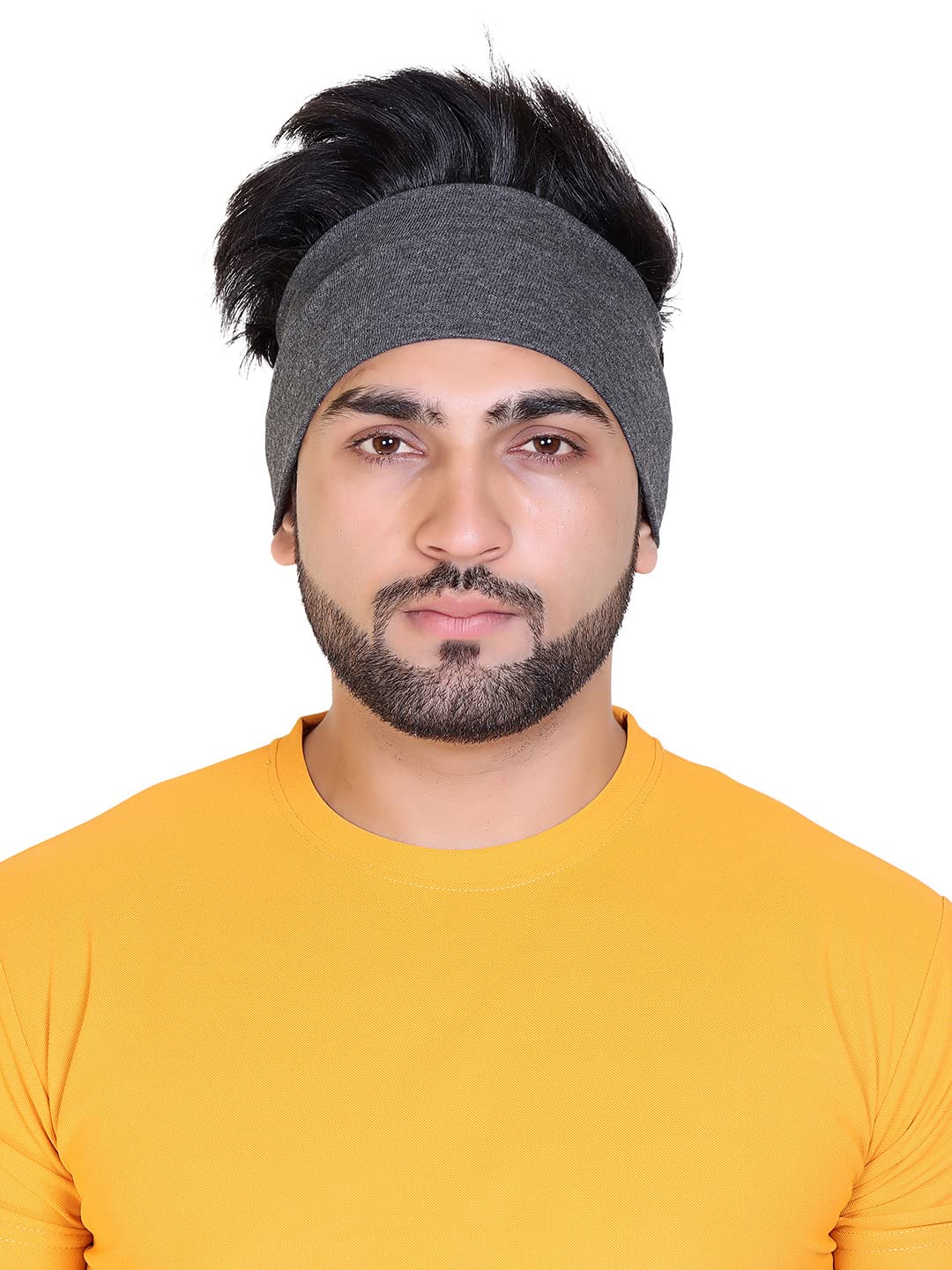 Gajraj Wide, Moisture Wicking and Non-Slip Exercise Workout Cotton Headband for Men and Women (Coal Grey)