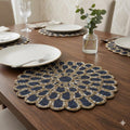 MFU - Made For You Round Beaded Table Placemat 14 Inches | Handmade Decorative Dining Mat | Charger Plate for Dining Table, Wedding, Party & Festive Decoration (Pack of 1) Kafalo