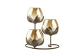 Tuxédo 3pc Gold Glass Candle Holders - 3- Candlesticks Holders Gold Glass Candle for Home Decoration Dinning Table Decoration Candle Wedding Holiday Décor