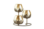 Tuxédo 3pc Ancient Bronze - Gold Glass Candle Holders - 3- Candlesticks Holders Gold Glass Candle for Home Decoration Dinning Table Decoration Candle Wedding Holiday Décor