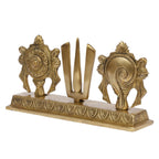 ARTVARKO Chakra Namah Shankh Shri Tirupati Balaji Padmanabha Swami Lord Vishnu Brass Showpiece Home Décor (22x5x11.5 cm)