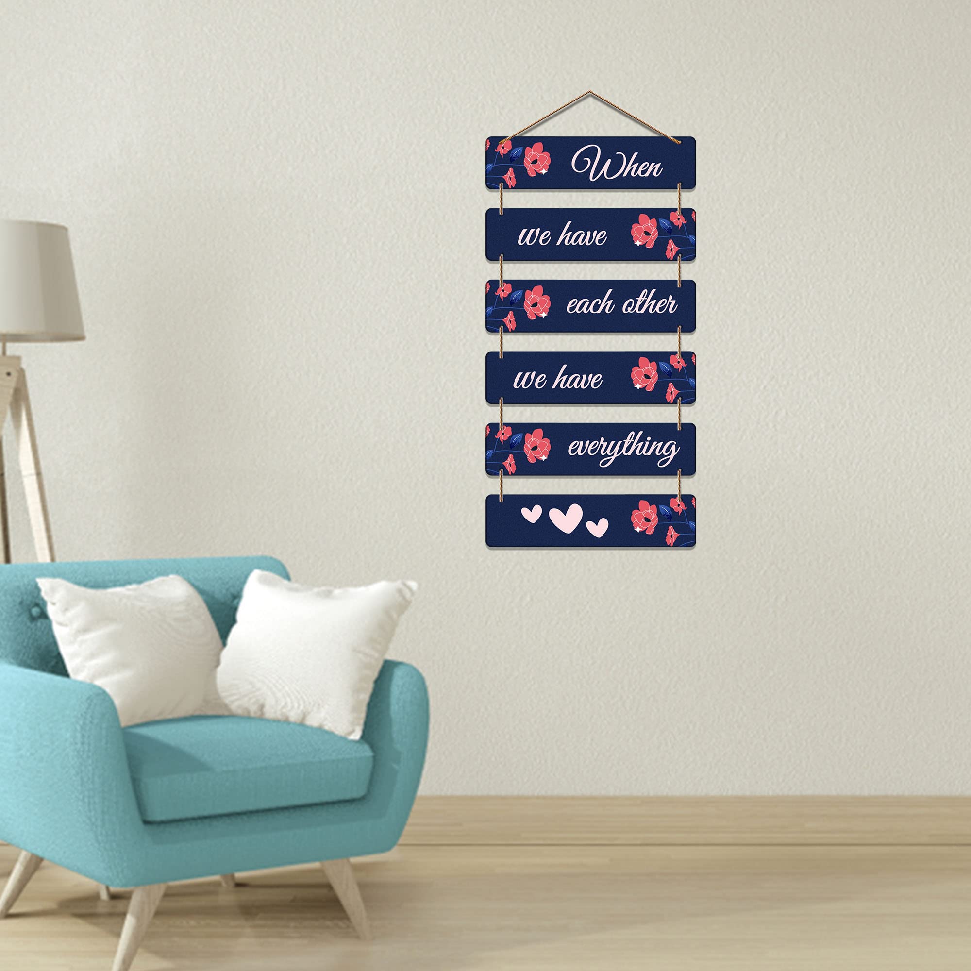Artvibes Decorative Wall Hanging Wooden Art Decoration item for Living Room | Bedroom | Home Decor | Gifts | Quotes Decor Item | Wall Art For Hall | Mdf Wall Decoration, Set of 6 (WH_3254NR)
