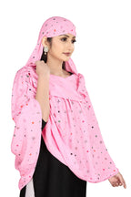 7 season's Women's Cotton Long Scarf Cum Mask for Female Universal Size Usable For Vehicle Driver For Sunlight Uv Protection White Printed Design (Pink-L)