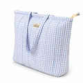 HOUSE OF ORLO Premium Cotton Waffle Quilted Tote Bag, Large Spacious Handbag for College, Office, Work, Travel, Shopping & Daily Use - Blue&Lavender