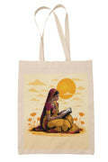 Kalaa Lifestyle Canvas Tote Bag for Women | Premium Cotton Shopping Bag | Eco-Friendly Shoulder Tote for Office, College, Travel & Daily Use and Gifting (Book Reader)