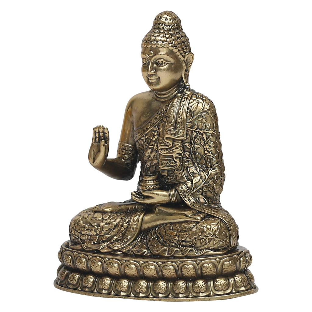 SVARUP Brass Superfine Buddha Statue Buddhist Figurine, Buddhism Decor, Feng Shui Home Décor Showpiece Height 4 Inch