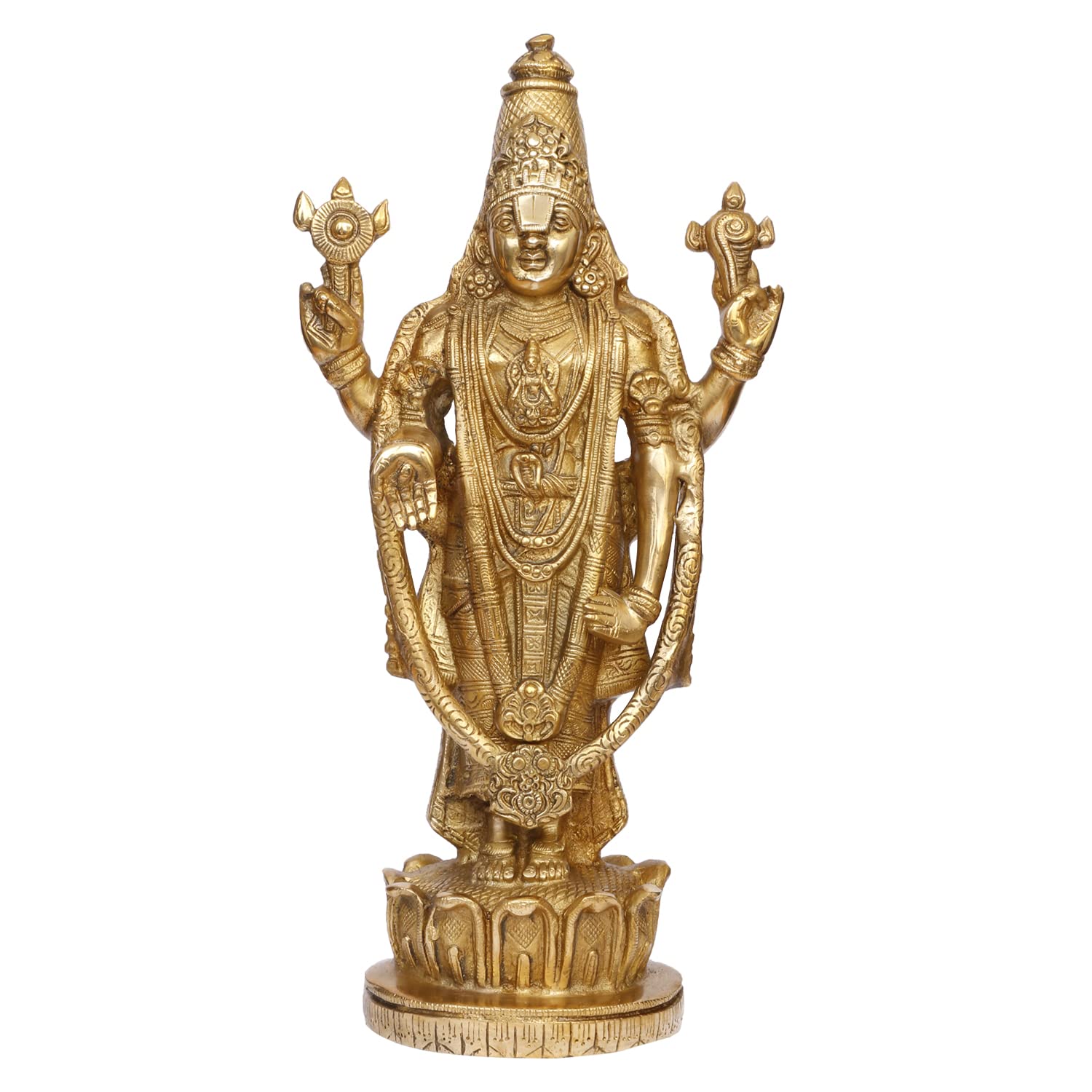 ARTVARKO Brass Lord Tirupati Blessing Balaji Statue God Venkateswara Incarnation of Vishnu Sculpture for Health Wealth Figurine Home Decor Height 16 Inches