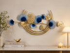 Mahira Artefacts Luxury Metal Wall Art, Blue and Gold Ginkgo Leaf 3D Wall Hanging, Modern Iron Sculpture for Living Room, Bedroom and Dining Hall