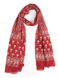 RAI SAHAB Women's Cotton Hand Block Printed Casual Stoles/Scarf(ST-60RED10)