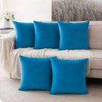 Khooti Velvet Cushion Cover, 20x20 | Bondi Blue | Pack of 5 | Solid Plain Soft & Smooth, Decorative Cushion Covers for Living Room, Bedroom, Couches, Chairs, Sofas, Beds & Home Decor