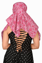DEEPNYRA - LIVING STYLE Scarf Face Full Covering With Mask Head Hair Wrap Sun Protection For Women Cotton Printed Square All Season Wear (PINK FLOWER)
