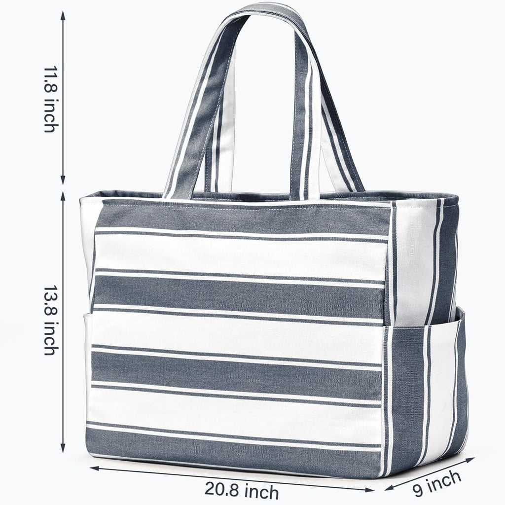 hirTa Cery Tote Bag for Teacher Women Office Girls Work Multipurpose Shoulder HandBag with Zipper Pocket Mostly Use for Travel Grocery Beach Hobo Diaper Changing Sandproof Pool (Bolt Double Grey)