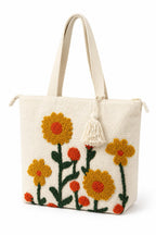 OLL Floral Canvas Tote Bag for Women | Pinterest Viral Aesthetic Tote Bag | 15x15 Inch Large Reusable Shoulder Bag | Summer Casual Daily Use Handbag for Office, College, Shopping & Travel - DGSN-18
