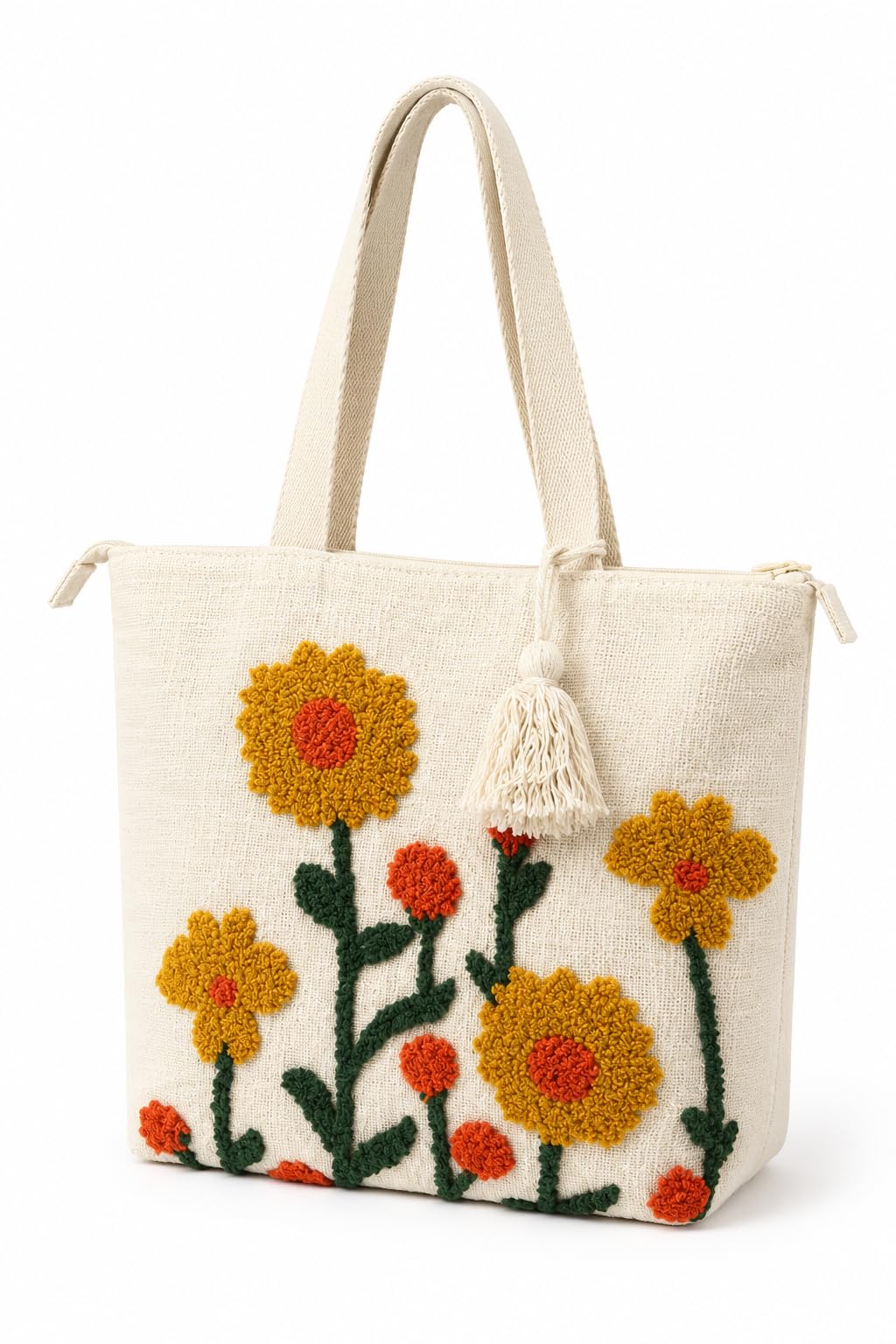 OLL Floral Canvas Tote Bag for Women | Pinterest Viral Aesthetic Tote Bag | 15x15 Inch Large Reusable Shoulder Bag | Summer Casual Daily Use Handbag for Office, College, Shopping & Travel - DGSN-18