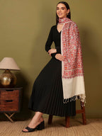 Pashmoda Women Hunar Fine Wool Nalki Embroidered Stole (Size : 28x80in, 71X203cm) EMST02