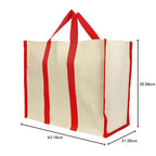 Metsi Big Eco Cotton Canvas Shopping Bag | Large Laminated Reusable Grocery Tote with Reinforced Handles | Heavy Duty, Foldable, Washable, Jhola Bag for Milk, Fruits & Vegetables, Red - Pack of 1