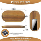 MERHADWJOD 1 pcs Acacia Wood Tray 11.8×6 inch Boards Rustic Wooden Serving Trays Oval Platters Charcuterie for Party,Breakfast, Coffee Table, Home Decorative, Food Small Trays